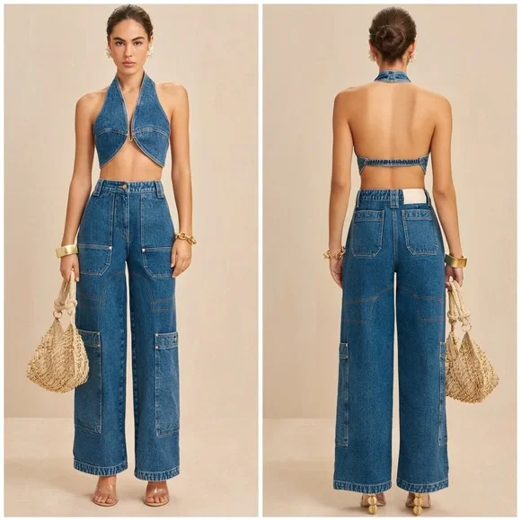 Cult Gaia Diem Denim Halter Top - Picture 2 of 8
